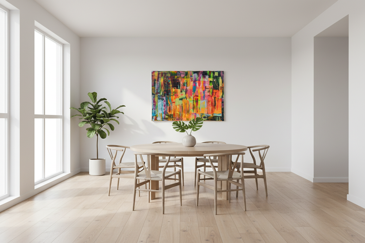 Farbrausch in Esszimmer Alternative ohne Rahmen