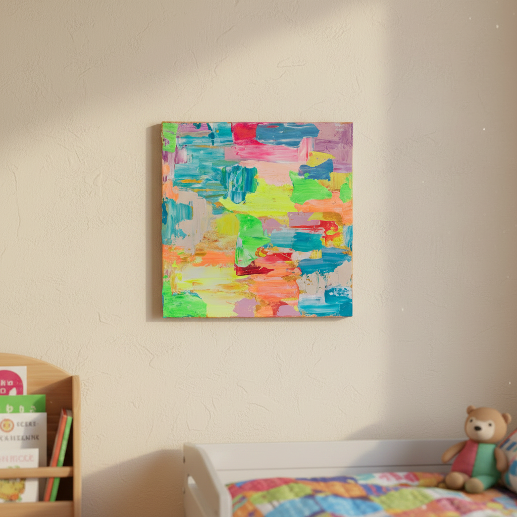 Gemälde ohne Rahmen im Kinderzimmer